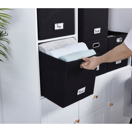 11" Collapsible Cube Storage Bin with Label Holder | Felt Storage Bins