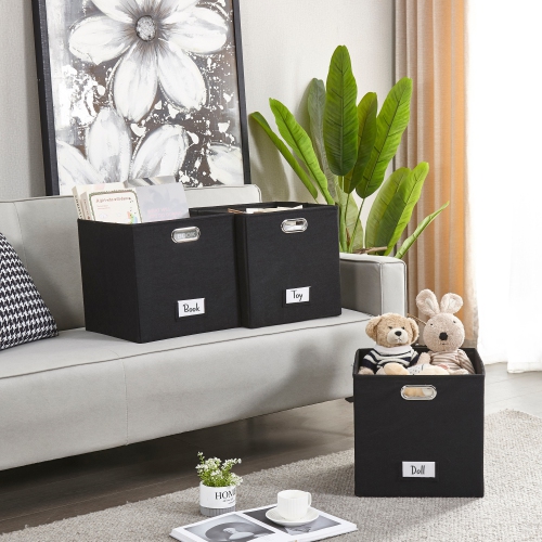 11" Collapsible Cube Storage Bin with Label Holder | Felt Storage Bins