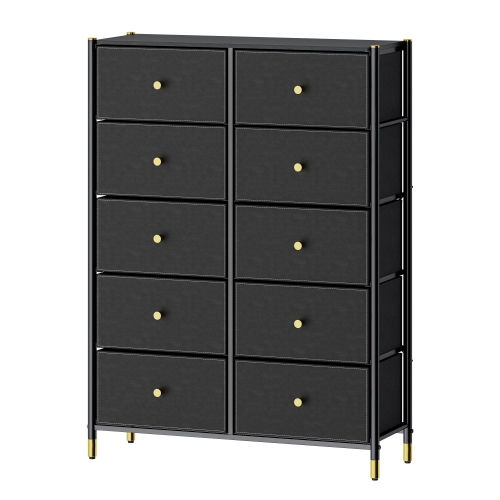 Tall Dresser Storage with Baskets | 5-Tiers 10 Drawers | Chest of Drawers