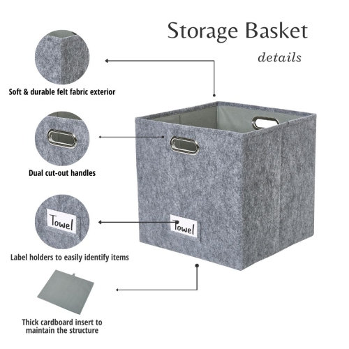 Paniers de rangement 13x15 Kallax | Bac de rangement avec porte-étiquette | Organisateurs de placard pour jouets