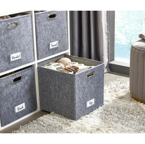 Paniers de rangement 13x15 Kallax | Bac de rangement avec porte-étiquette | Organisateurs de placard pour jouets