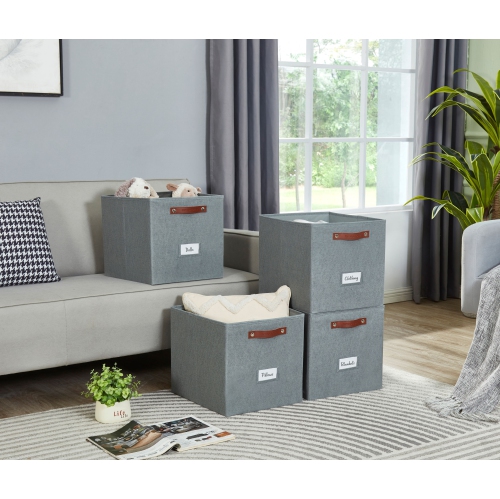 13x15 Kallax Storage Baskets | Textured Fabric Storage Bin for Toys | Closet Organizers for Kallax Shelves