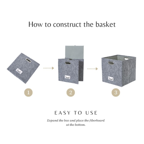 13" Collapsible Cube Storage Bin with Label Holder | Felt Storage Bins