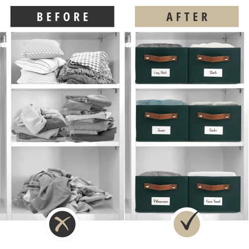 Rectangular Storage Baskets for Shelves with Label Holder