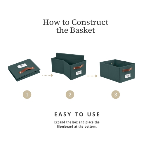 Rectangular Storage Baskets for Shelves with Label Holder