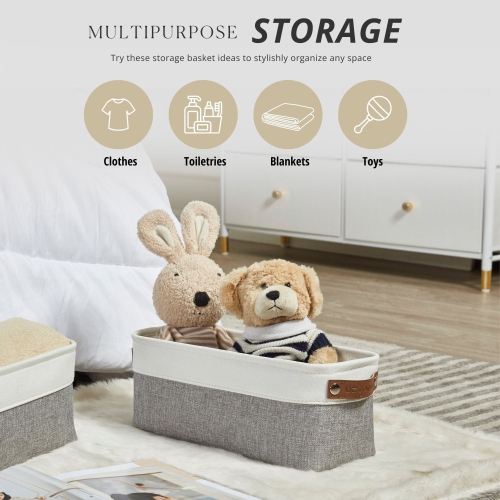 Small Fabric Storage Baskets | Bathroom Organizers | Underwear Organizer w/Handles