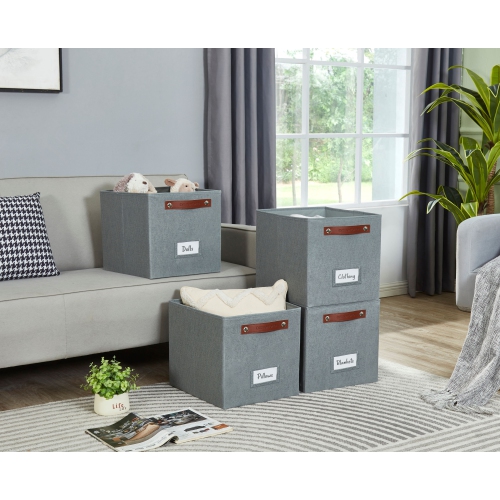 11" Cube Storage Bins Collapsible Storage Basket | Textured Fabric Closet Organizers