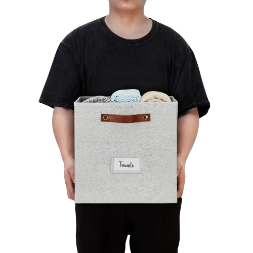 13x15 Kallax Storage Baskets | Textured Fabric Storage Bin for Toys | Closet Organizers for Kallax Shelves