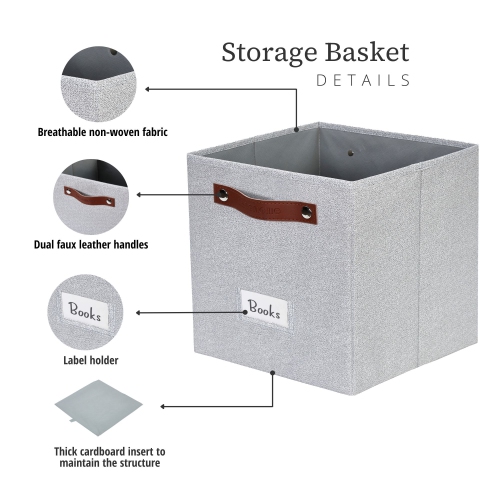 11" Cube Storage Bins Collapsible Storage Basket | Textured Fabric Closet Organizers