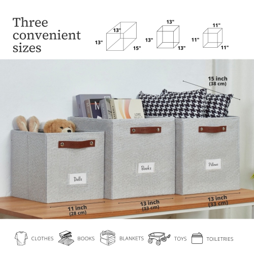 11" Cube Storage Bins Collapsible Storage Basket | Textured Fabric Closet Organizers