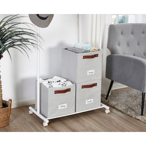 11" Cube Storage Bins Collapsible Storage Basket | Textured Fabric Closet Organizers