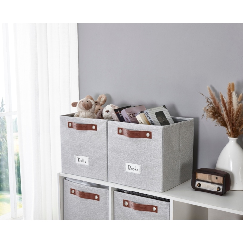 11" Cube Storage Bins Collapsible Storage Basket | Textured Fabric Closet Organizers