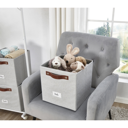 11" Cube Storage Bins Collapsible Storage Basket | Textured Fabric Closet Organizers