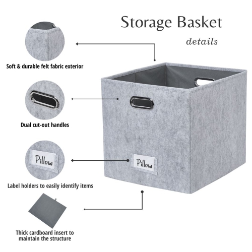 13x15 Kallax Storage Baskets | Storage Bin with Label Holder | Closet Organizers for Toy