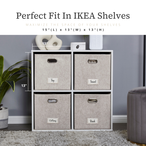 Paniers de rangement 13x15 Kallax | Bac de rangement avec porte-étiquette | Organisateurs de placard pour jouets