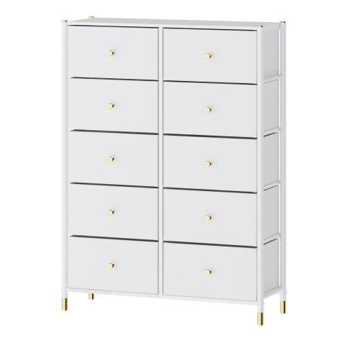 Tall Dresser Storage with Baskets | 5-Tiers 10 Drawers | Chest of Drawers