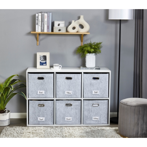 11" Collapsible Cube Storage Bin with Label Holder | Felt Storage Bins
