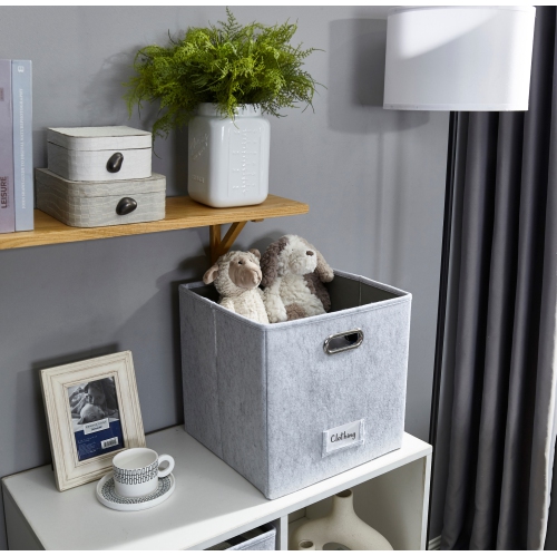 11" Collapsible Cube Storage Bin with Label Holder | Felt Storage Bins