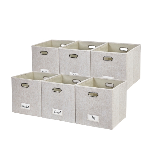 11" Collapsible Cube Storage Bin with Label Holder | Felt Storage Bins