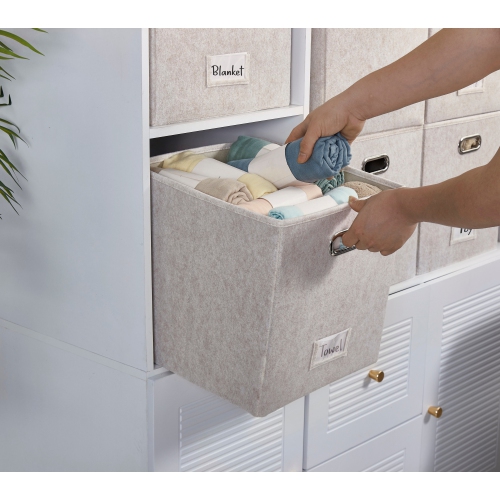 11" Collapsible Cube Storage Bin with Label Holder | Felt Storage Bins