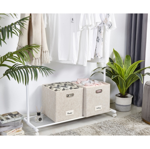 11" Collapsible Cube Storage Bin with Label Holder | Felt Storage Bins