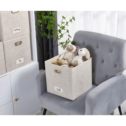 11" Collapsible Cube Storage Bin with Label Holder | Felt Storage Bins