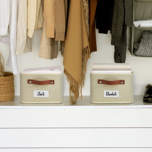 Rectangular Storage Baskets for Shelves with Label Holder