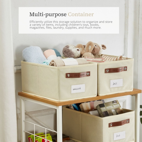 Rectangular Storage Baskets for Shelves with Label Holder