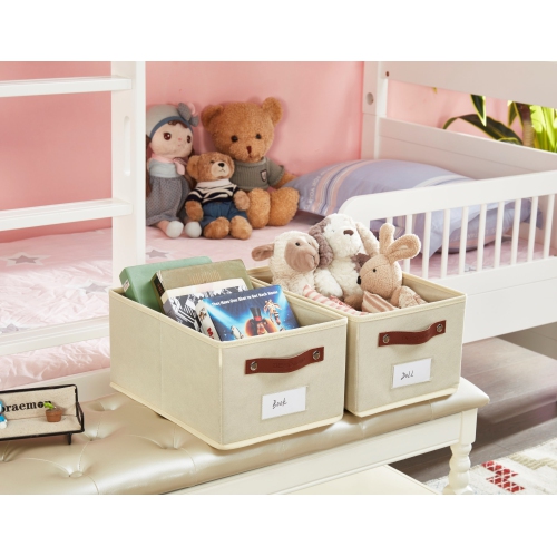 Rectangular Storage Baskets for Shelves with Label Holder