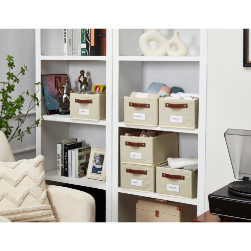 Rectangular Storage Baskets for Shelves with Label Holder