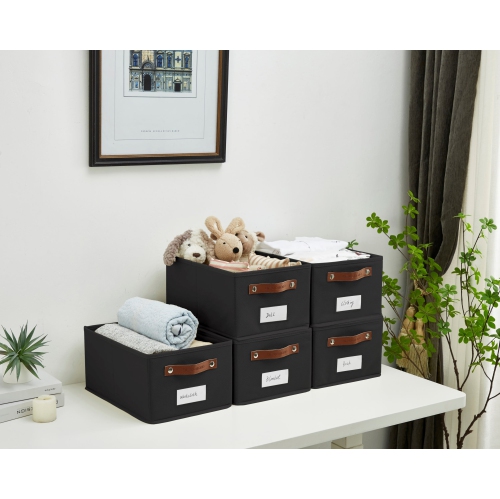Rectangular Storage Baskets for Shelves with Label Holder