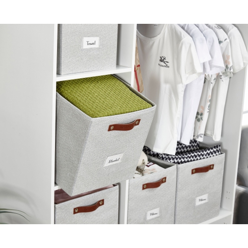 13" Cube Storage Bins Collapsible Storage Basket | Textured Fabric Closet Organizers