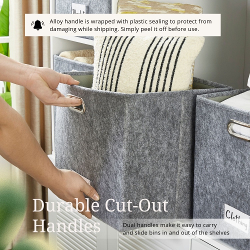 11" Collapsible Cube Storage Bin with Label Holder | Felt Storage Bins