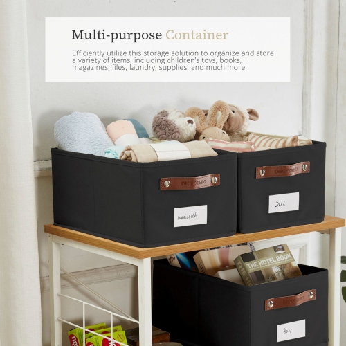 Rectangular Storage Baskets for Shelves with Label Holder