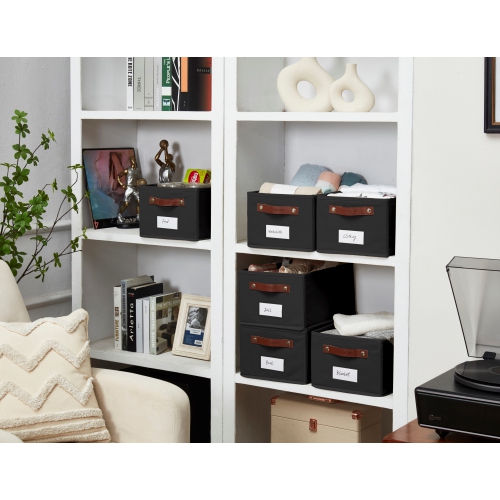 Rectangular Storage Baskets for Shelves with Label Holder