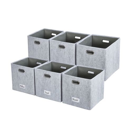 DECOMOMO  13" Collapsible Cube Storage Bin With Label Holder | Felt Storage Bins