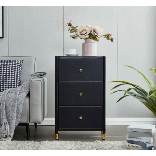Nightstand With Drawers | 3-Tier Bed Side Table | End Table Storage with Baskets