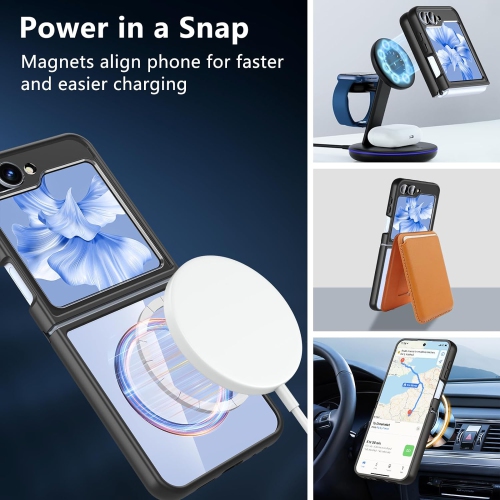 XCRS Fitted Case Magsafe Ring Cover, Clear Transparent Magnetic Slim Hard Case for Samsung Galaxy Z Flip 6