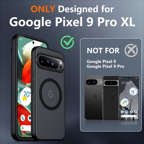 XCRS – Étui ajusté Magsafe Ring Cover, étui rigide transparent magnétique mince pour Google Pixel 9 Pro XL