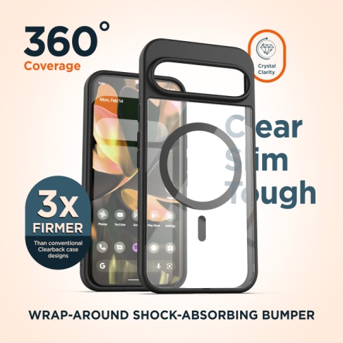 XCRS – Étui ajusté Magsafe Ring Cover, étui rigide transparent magnétique mince pour Google Pixel 9 Pro XL