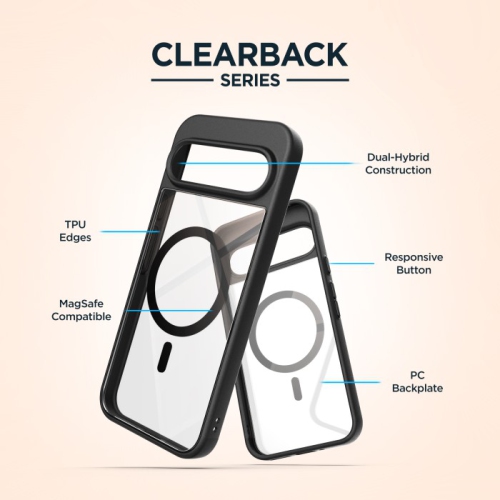 XCRS – Étui ajusté Magsafe Ring Cover, étui rigide transparent magnétique mince pour Google Pixel 9 Pro XL