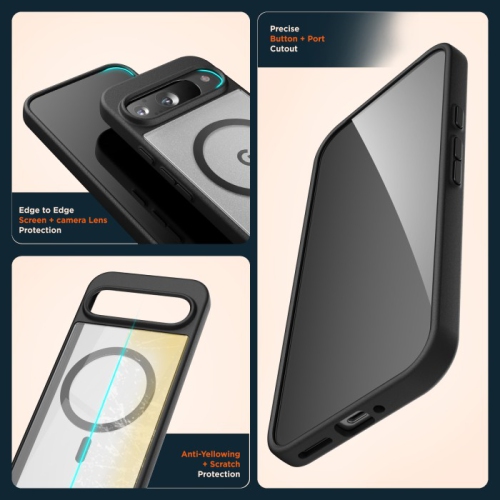 XCRS – Étui ajusté Magsafe Ring Cover, étui rigide transparent magnétique mince pour Google Pixel 9 Pro XL