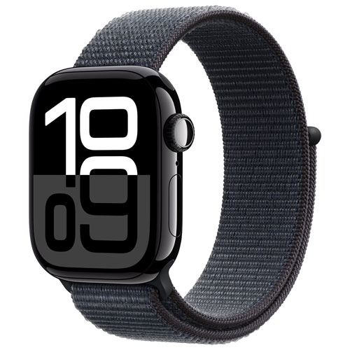 Open Box - Apple Watch Series 10 42mm Jet Black Aluminum Case with Ink Sport Loop