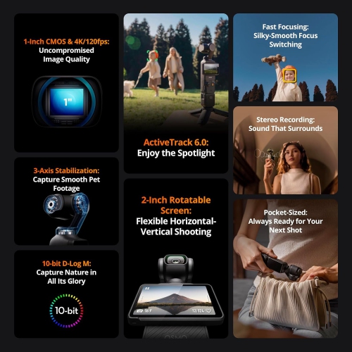 Refurbished - DJI Osmo Pocket 3, Vlogging Camera with 1'' CMOS & 4K/120fps Video - Black