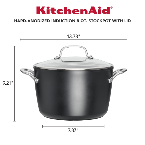 KitchenAid 7.5L Hard-Anodized Aluminum Stock Pot - Black