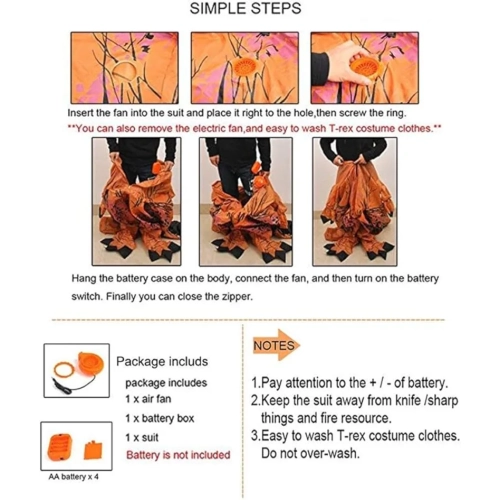 Costume de Trex gonflable de dinosaure – Robe de fantaisie d'Halloween pour adultes, costume gonflable amusant pour les fêtes
