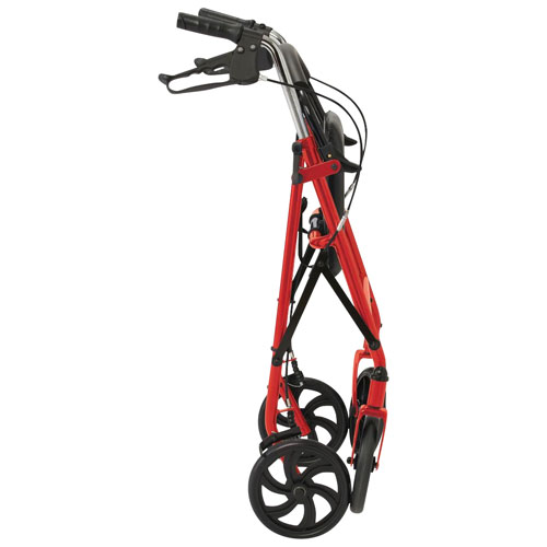 Marchette repliable à roulettes en acier peint par pulvérisation avec panier Basic de Medline - Rouge/Noir