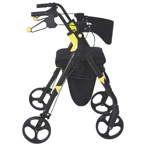 Medline Empower Premium Rollator Walker with Storage Bag & Cup Holder - Black