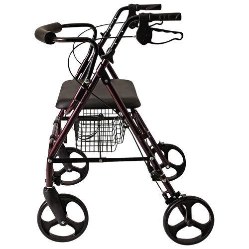Medline Standard Heavy-Duty Aluminum Bariatric Rollator Walker - Burgundy