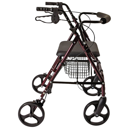 Medline Standard Heavy-Duty Aluminum Bariatric Rollator Walker - Burgundy